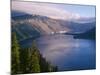 USA, Oregon, Crater Lake National Park. Morning clouds hover over west rim of Crater Lake.-John Barger-Mounted Photographic Print