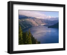 USA, Oregon, Crater Lake National Park. Morning clouds hover over west rim of Crater Lake.-John Barger-Framed Photographic Print