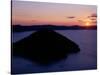 USA, Oregon. Crater Lake National Park, sunrise over Wizard Island and Crater Lake in summer.-John Barger-Stretched Canvas