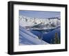 USA, Oregon, Crater Lake National Park. Winter snow on west rim of Crater Lake and Wizard Island.-John Barger-Framed Photographic Print