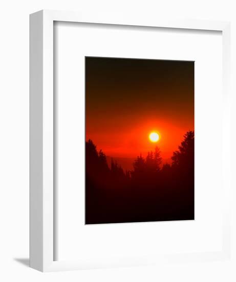 USA, Oregon, Crater Lake NP. Sunset over forest.-Jaynes Gallery-Framed Photographic Print