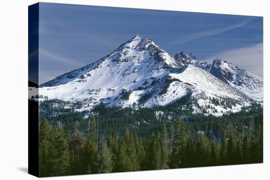 USA, Oregon, Deschutes National Forest. Autumn snow on Broken Top.-John Barger-Stretched Canvas