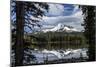 USA, Oregon, Deschutes National Forest. Broken Top framed by conifers and reflected by Sparks Lake.-Mark Williford-Mounted Photographic Print