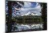 USA, Oregon, Deschutes National Forest. Broken Top framed by conifers and reflected by Sparks Lake.-Mark Williford-Mounted Photographic Print