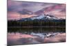 USA, Oregon. Deschutes National Forest, Broken Top, pink sunrise at Sparks Lake.-Mark Williford-Mounted Photographic Print