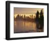 USA, Oregon, Deschutes National Forest. Fog hovers above the Deschutes River at sunrise.-John Barger-Framed Photographic Print