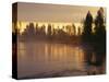 USA, Oregon, Deschutes National Forest. Fog hovers above the Deschutes River at sunrise.-John Barger-Stretched Canvas