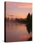 USA, Oregon, Deschutes National Forest. Fog hovers above the Deschutes River at sunrise.-John Barger-Stretched Canvas