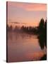 USA, Oregon, Deschutes National Forest. Fog hovers above the Deschutes River at sunrise.-John Barger-Stretched Canvas