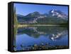 USA, Oregon, Deschutes National Forest. South Sister reflecting in Sparks Lake in early morning.-John Barger-Framed Stretched Canvas