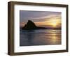 USA, Oregon. Ecola State Park, sunset over sea stack at Indian Beach.-John Barger-Framed Photographic Print