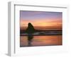 USA, Oregon. Ecola State Park, sunset over sea stack at Indian Beach.-John Barger-Framed Photographic Print