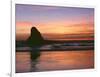 USA, Oregon. Ecola State Park, sunset over sea stack at Indian Beach.-John Barger-Framed Photographic Print