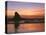 USA, Oregon. Ecola State Park, sunset over sea stack at Indian Beach.-John Barger-Stretched Canvas