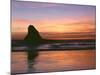 USA, Oregon. Ecola State Park, sunset over sea stack at Indian Beach.-John Barger-Mounted Photographic Print
