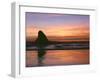 USA, Oregon. Ecola State Park, sunset over sea stack at Indian Beach.-John Barger-Framed Photographic Print