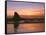 USA, Oregon. Ecola State Park, sunset over sea stack at Indian Beach.-John Barger-Framed Stretched Canvas