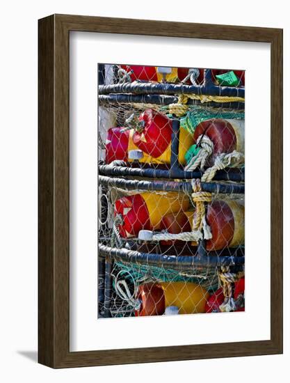 USA, Oregon, Garibaldi. Stacked Crab Pots on Dock-Jean Carter-Framed Photographic Print