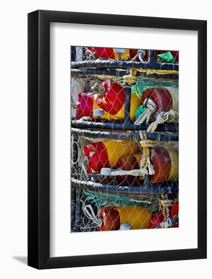 USA, Oregon, Garibaldi. Stacked Crab Pots on Dock-Jean Carter-Framed Photographic Print