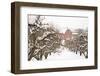 USA, Oregon, Hood River. Snow covered Apple Trees and Barn.-Stuart Westmorland-Framed Photographic Print