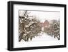 USA, Oregon, Hood River. Snow covered Apple Trees and Barn.-Stuart Westmorland-Framed Photographic Print