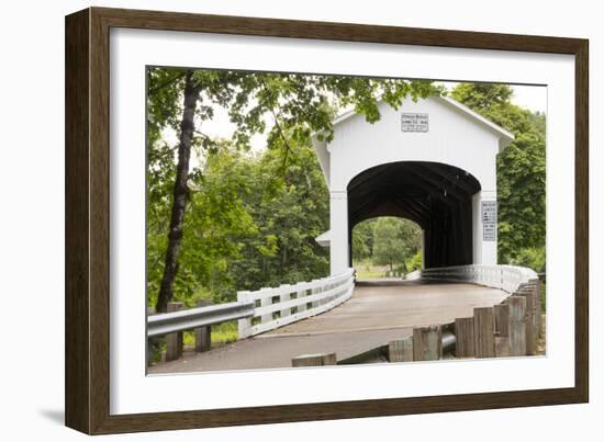 USA, Oregon, Lane County, Jasper, Place Road, Fall Creek. Pengra Covered Bridge-Emily Wilson-Framed Photographic Print