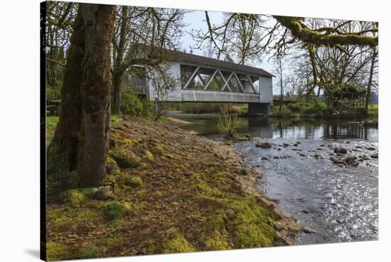 USA, Oregon, Larwood Wayside, Larwood Bridge in early Spring.-Rick A. Brown-Stretched Canvas