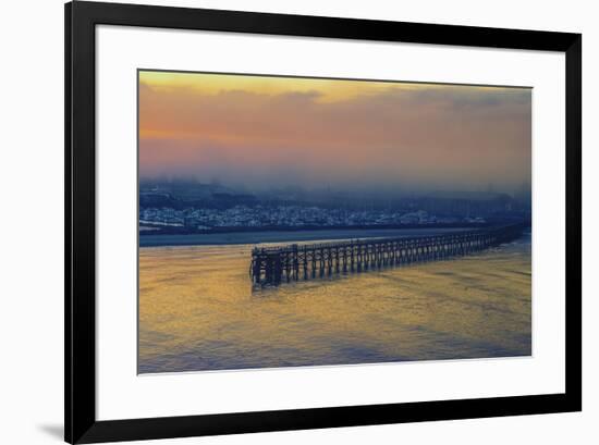 USA, Oregon, Newport. Ocean pier and marina at sunrise.-Jaynes Gallery-Framed Photographic Print