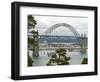 USA, Oregon, Newport. Yaquina Bay Bridge and landscape.-Jaynes Gallery-Framed Photographic Print