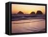 USA, Oregon, Oceanside Beach State Wayside. Sunset over Three Arch Rocks.-John Barger-Framed Stretched Canvas