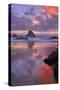 USA, Oregon, Oceanside. Sunset on Beach and Sea Stacks-Jaynes Gallery-Stretched Canvas