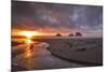 USA, Oregon, Oceanside. Sunset on Three Arch Rocks-Steve Terrill-Mounted Premium Photographic Print