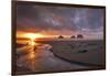 USA, Oregon, Oceanside. Sunset on Three Arch Rocks-Steve Terrill-Framed Photographic Print