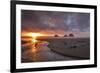 USA, Oregon, Oceanside. Sunset on Three Arch Rocks-Steve Terrill-Framed Photographic Print