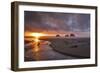 USA, Oregon, Oceanside. Sunset on Three Arch Rocks-Steve Terrill-Framed Photographic Print