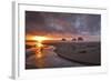 USA, Oregon, Oceanside. Sunset on Three Arch Rocks-Steve Terrill-Framed Photographic Print