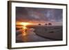 USA, Oregon, Oceanside. Sunset on Three Arch Rocks-Steve Terrill-Framed Photographic Print