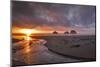 USA, Oregon, Oceanside. Sunset on Three Arch Rocks-Steve Terrill-Mounted Photographic Print