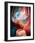 USA, Oregon, Portland. A swirl of red wine in glass reflecting light.-Richard Duval-Framed Photographic Print