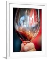 USA, Oregon, Portland. A swirl of red wine in glass reflecting light.-Richard Duval-Framed Photographic Print