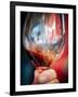 USA, Oregon, Portland. A swirl of red wine in glass reflecting light.-Richard Duval-Framed Photographic Print