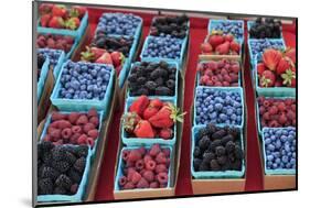 Usa, Oregon, Portland. Display of berries at Farmers Market.-Jaynes Gallery-Mounted Photographic Print