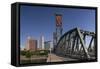 USA, Oregon, Portland. Downtown and the Hawthorne Bridge-Brent Bergherm-Framed Stretched Canvas