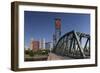 USA, Oregon, Portland. Downtown and the Hawthorne Bridge-Brent Bergherm-Framed Photographic Print