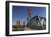 USA, Oregon, Portland. Downtown and the Hawthorne Bridge-Brent Bergherm-Framed Photographic Print