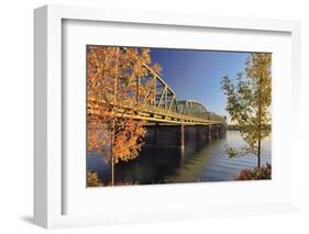 USA, Oregon, Portland. Interstate Bridge crossing Columbia River.-Jaynes Gallery-Framed Photographic Print