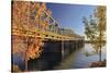 USA, Oregon, Portland. Interstate Bridge crossing Columbia River.-Jaynes Gallery-Stretched Canvas