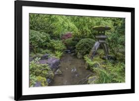 USA, Oregon, Portland, Lantern in a garden.-Rob Tilley-Framed Premium Photographic Print