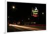 USA, Oregon, Portland. Neon sign in Old Town and traffic blur.-Jaynes Gallery-Framed Photographic Print