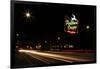 USA, Oregon, Portland. Neon sign in Old Town and traffic blur.-Jaynes Gallery-Framed Photographic Print